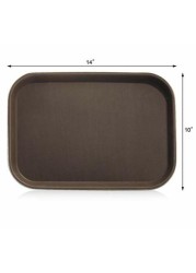 New Star Foodservice 24883 Non-Slip Tray, Plastic, Rubber Lined, Rectangular, 10 By 14-Inch, Brown