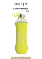 كوزين ART زجاج البورسليكات زجاجة مياه 500ML، YELLOW Q-BTL-50