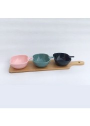 LINGWEI Seasoning Dishes Ceramic Dipping Bowls Set with Tray Condiment Dishes Snack Serving Tray Food Storage Container Style-4