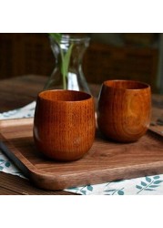 Doreen 1Pair Wood Cup Primitive Handmade Natural Spruce Wooden Cup Breakfast Beer Milk Drinkware Green Tea Cup Water Bottle Mug（GC1859A）