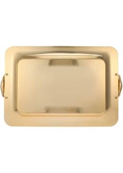 Almarjan 18/10 Stainless Steel Serving Tray, Gold, Thrg2618/S/G822S