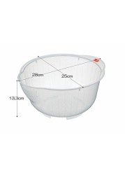 Inomata Japanese Rice Washing Bowl with Side and Bottom Drainers, Clear