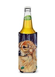 Caroline&#39;s Treasures 7381Muk Golden Retriver Holly Michelob Ultra Beverage Insulators For Slim Cans, Slim Can, Multicolor