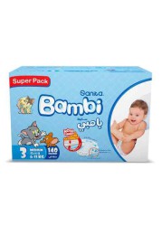 Sanita Bambi Size 3 Medium Diapers for Kids Super Box 140 Diapers