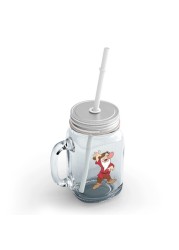 Loud Universe - Angry Dwarf Glass Mason Jar with Lid and Straw Red Snow White Cute Clear Mason Jar Party Giveaways