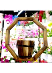 Lingwei - Style A Hanging Wooden Flower Basket Garden Decoration Bird Nest Decoration Beautiful Vase