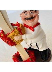 Ling Wei - Chef Figurines European Style Pasta Chef Model Mini Desktop Cook Chef Ornament Gift for Restaurant Cafe Shop