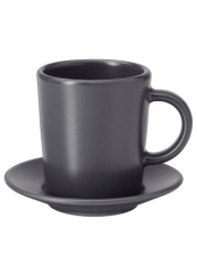 Dinera - Espresso Cup And Saucer, Dark Grey, 9 Cl