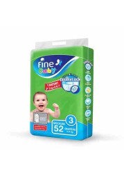 Fine Baby Diapers, DoubleLock Technology , Size 3, Medium 4–9kg, Jumbo Pack, 52 diaper count