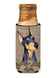 Caroline&#39;s Treasures Ss4085Muk Doberman On Faux Burlap With Pine Cones Ultra Beverage Insulators For Slim Cans, Slim Can, Multicolor