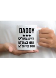 Daddy Pizza Lover Printed Ceramic Tea and Coffee Mug 320ml   Coffee Mug   Tea Mug   Mug for Tea   Mug for Coffee   Mug for Gifting   Ceramic Coffee Mug   Printed Coffee Mug