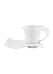 SHALLOW BONE CHINA CUPS AND SAUCERS SET