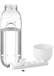 Generic 2-In-1 Tritan Plastic Water Bottle 600ml With Built-In Daily Pill Box Organizer (White/ 6.5X23CM)