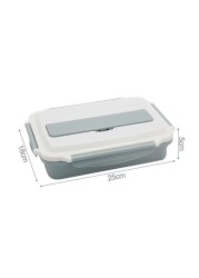 Generic-304 Stainless Steel Lunch Box 4-Grid Microwave Leakproof Four Compartment Meal Box with Free Tableware Set for Students Office Picnic