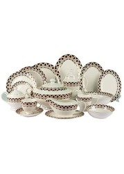 BP Porcelain Dishware Set, Dinnerware Set, Ceramic Tableware, Luxury Porcelain Combination Set With Hand-Painted Golden Rim, 97Pcs For 12 People, Tea Cup &amp; Saucer, Plate, Bowl, Tureen, New Bone China