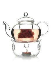 Lihan 2-Piece heat resistant Glass Tea and coffee 80ml Cup with teapot  Clear 800ml candle warmer set