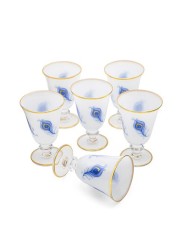 Al Hoora 6Pieces Set Of Juice Glass Gold/Blue Floral Design