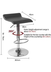 Nar 2Pcs Adjustable Swivel Barstools, Pu Leather With Chrome Base, Pub Counter Chair (B-Black, 60~80Cm)