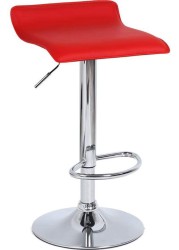 Suio Adjustable Swivel Bar Stool, Pu Leather With Chrome Base, Pub Counter Chair (B-Red)