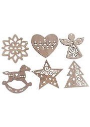 Generic - 6Pcs Christmas Snowflakes Wooden Pendants Xmas Tree Ornaments Home Hanging Decor