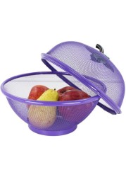 Drain Basket Grid Fruit Basket Table Decoration Multi function Household purple