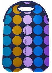 BUILT NY 2-Bottle Neoprene Wine/Water Bottle Tote, Plum Dot