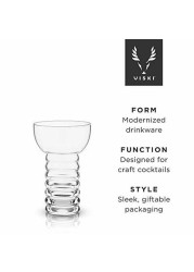 Viski Raye: Pearl Diver Cocktail Glass, Clear, Set of 2