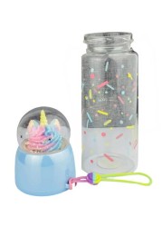 Unicorn Glass Water Bottle Blue 480ml