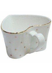 Ceramic Cup with Saucer and small golden spoon , Heart Design - 250mL (White)