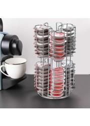 Doreen Coffee Pods Capsule Holder Rotating for 64 Pieces  Coffee Capsules, Revolving Coffee Capsule Display Stand Dispenser Storage Rack for Desk, Coffee Accessories Capsule Shelf（GC1687A）