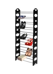 Generic 10 Layers Stackable Shoe Rack Black/Silver 64X26X158cm