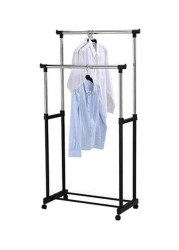 Metal Multipurpose Clothing Rack Black/Silver Medium