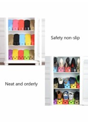 Generic 8-Piece Double Layer Shoes Storage Rack Multicolour 30Centimeter