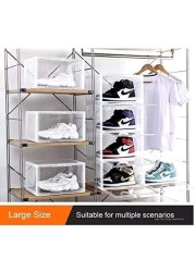 Lushh Transparent Shoe Storage Box, Side Open High Quality storage Organizer Boxes - Stores Shoes Size up to UK 46 (Big Size), 2 Box Set