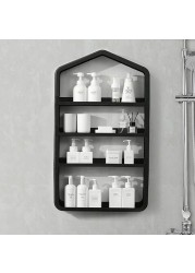 Jjone Multi-Layer Storage Shelf Cosmetic Organizer, Nail-Free Vanity Storage Racks For Home Bathroom Organizer (A-Black)