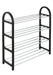 Generic 4-Tier Shoe Tower Rack Black/Silver 58x5x18centimeter