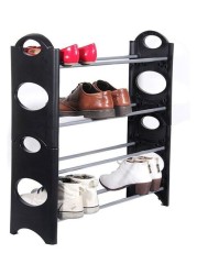 Generic Tiers Shelf Shoes Rack Storage Organizer Silver/Black 66x6x23cm