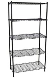 Generic 5-Tier Wire Shelving Bathroom Storage, Beone 5 Shelves Unit Metal Kitchen Storage Rack(Black)