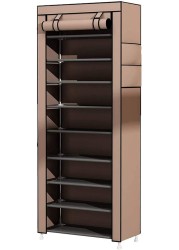 Doreen 10 Tiers Shoe Rack Storage Box, Foldable Shoes Organizer Cover Shoe Cover Rack, Organizer Storage, Shoe Storage 158cm X 60cm X 30cm (Beige)（GC1608A）