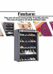 Almufarrej 5-Layer Shoe Rack Grey 60X90X30Centimeter