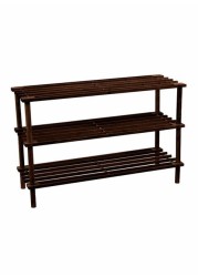 Homebox 3-Tier Wooden Shoe Rack Brown