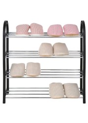 Generic 4-Tier Shoe Organizer Rack Silver/Black