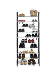 Generic 10 Layer Stackable Shoe Rack Black/White 25x60.6x7.9centimeter