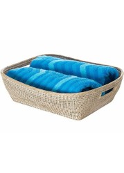 Kouboo La Jolla Oblong Rattan Storage &amp; Shelf Basket, White Wash