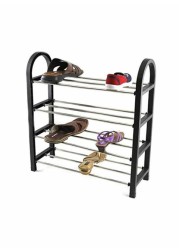 Generic 4 Layer Shoe Rack Black/Silver