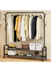 Naor Clothes Rack, Clothing Garment Rack Metal Double Rail Hanging 130Cm-Black