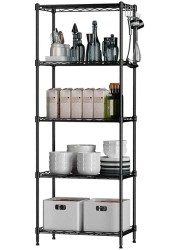 Mumoo Bear 5-Tier Wire Shelving Bathroom Storage 5 Shelves Unit Metal Kitchen Storage Rack