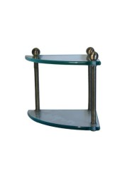 Allied Precision Industries Allied Brass Pr-3 Two Tier Corner Glass Shelf, Antique Brass