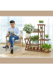 LINGWEI Flower Plant Stand Shelf Bamboo Pot Display Stand Rack Plant Stand Flower Racks Plant Shelf Wooden Stand Flower Shelf Style-1