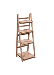 LINGWEI Ladder Design Foldable Wooden Flower Rack Book Shelves Storage Stand Flower Pot Holder For Bedroom Office Restaurants Home Decor 4 floor Natural